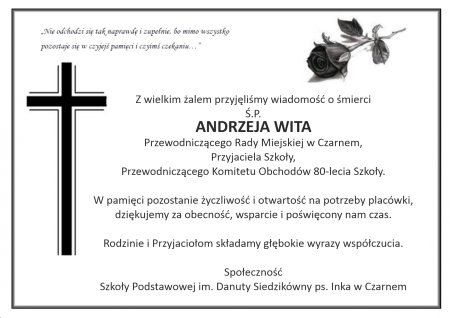 Kondolencje w związku ze śmiercia Andrzeja Wita